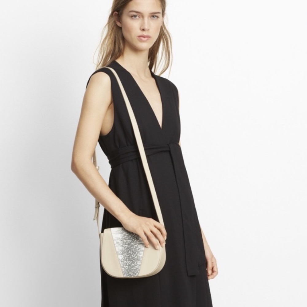 VINCE Modern V Lizard Embossed Leather Crossbody Bag